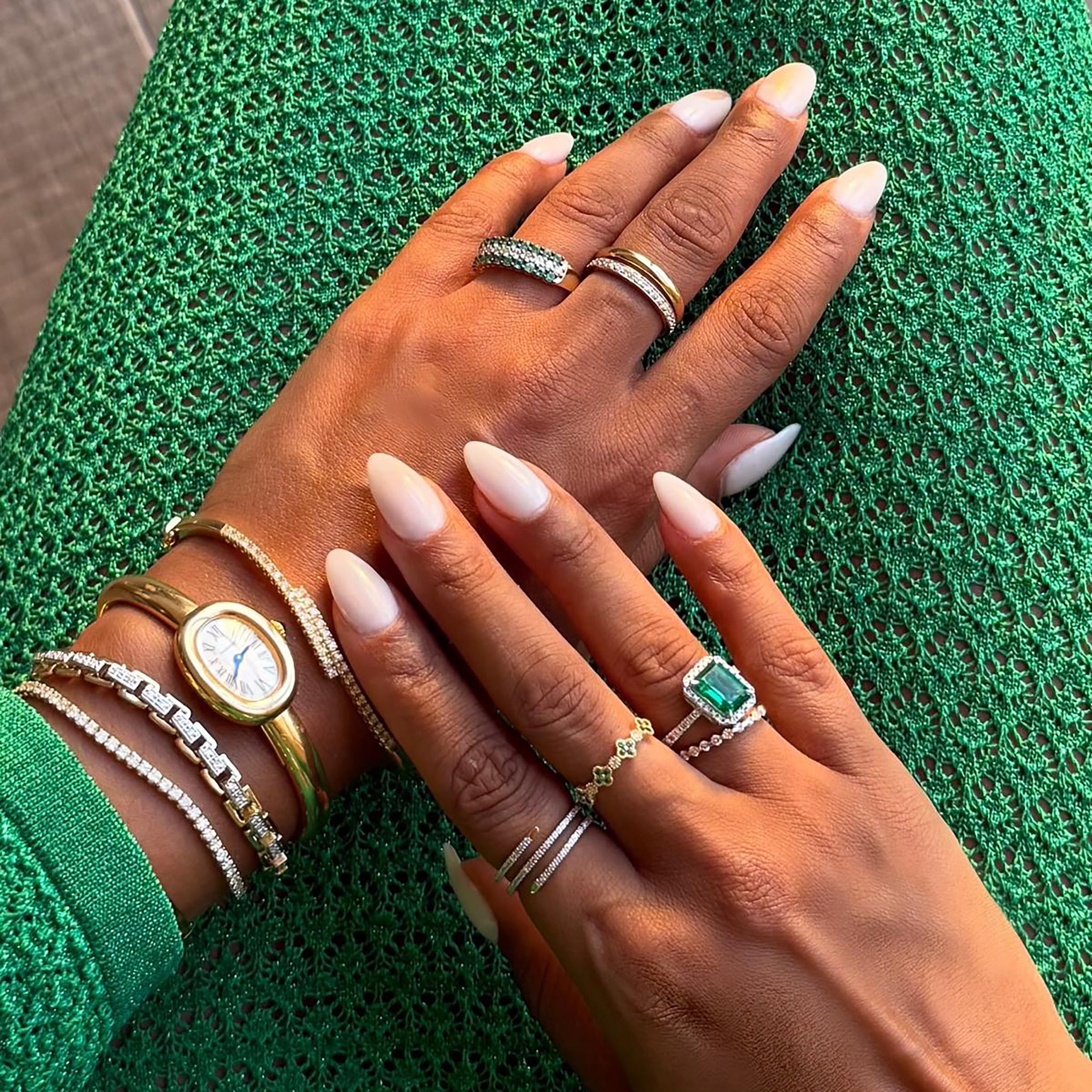 Alegria 4 Clover Lab Emerald Ring 0.18ct in 18k Gold Vermeil